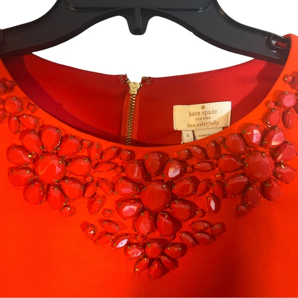 Kate Spade NWT Orange Gemstone Neckline Vanessa Top in carnelian SIZE 4 - Picture 7 of 12